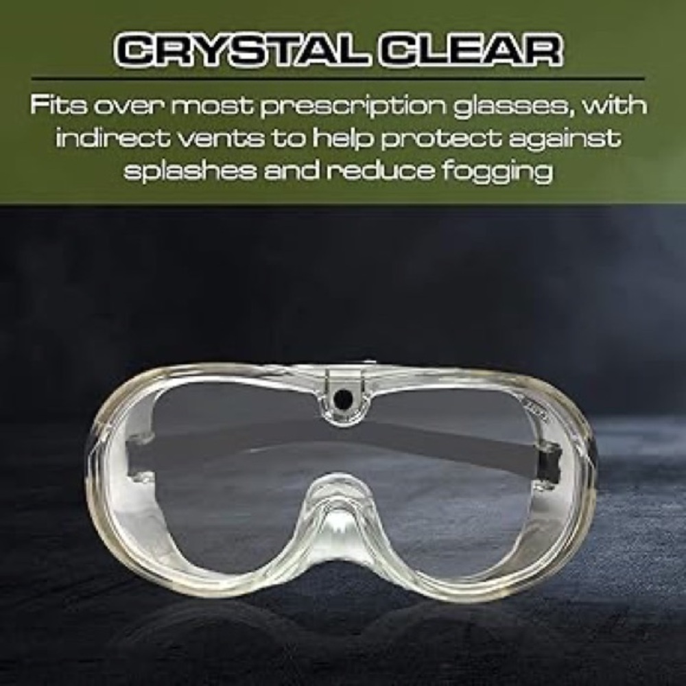 Vtg 40 Anti Fog Splash Resistant clear Safety Goggles, Outdoor Eye Protection